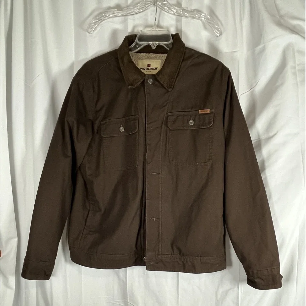 Woolrich Brown Canvas Sherpa‎ Lined Chore Rancher Barn Coat Mens Large